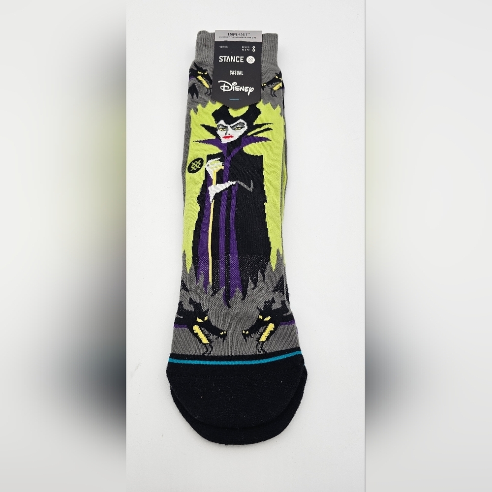Stance Disney Villains Maleficent Casual Crew Socks Unisex Size Small Grey